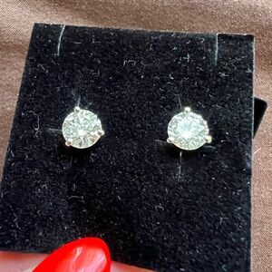 Diamond Stud Earrings Martini Pair Lab Made Solid 10K White Gold VS2-SI 2 CT SET